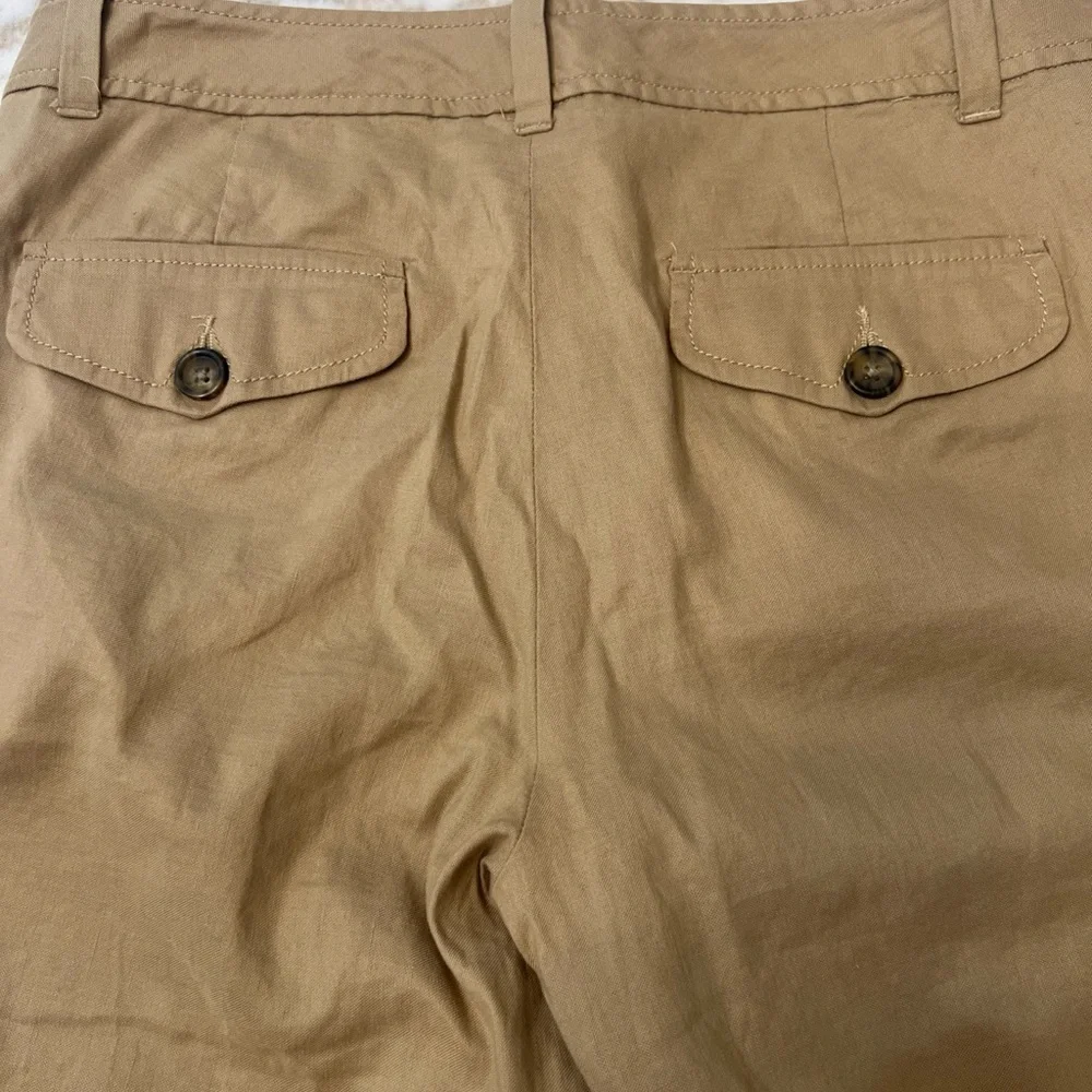 Banana Republic Cotton Linen Blend Womens Khaki Colored Lined Pants Size 8